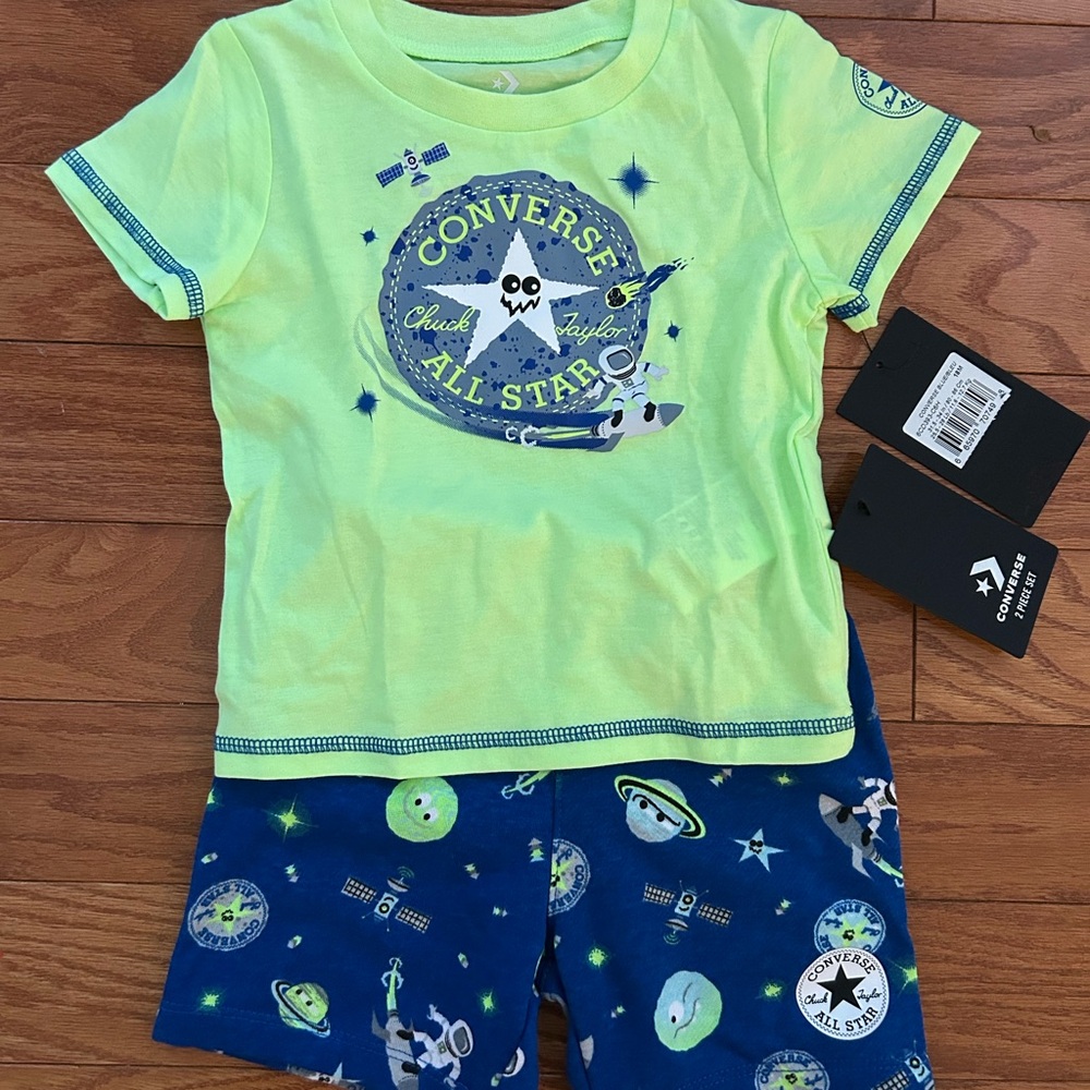 Converse Kids Set - Lime Green and Navy